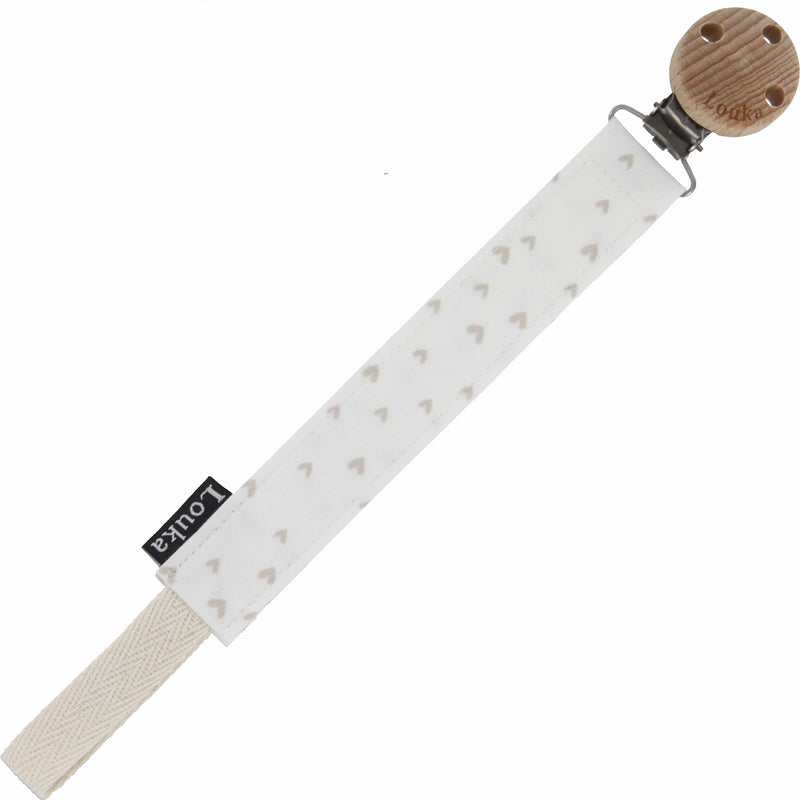 Louka speenkoord mini hartjes ecru van katoen – met naam geborduurd